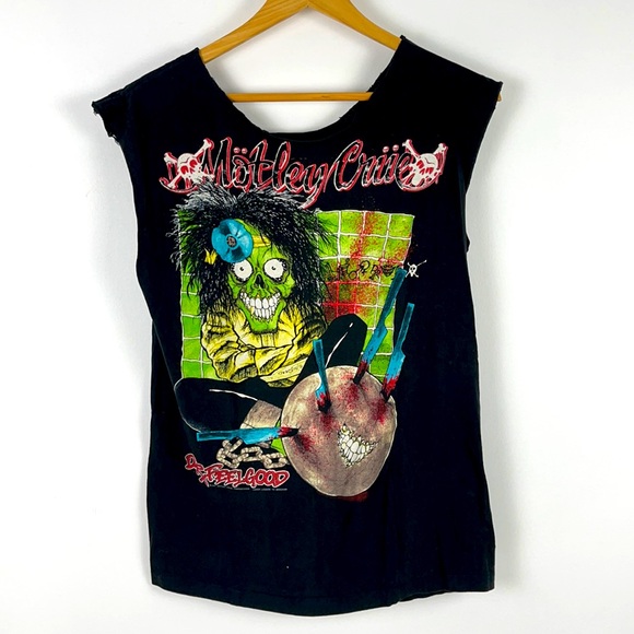 Vintage Motley Crüe Dr Feelgood Cut-off 1989 Graphic Tour Tee